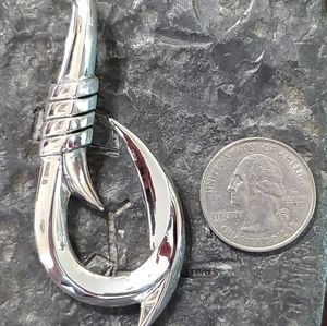 COPY - Extra large sterling silver fish Hook pendant
